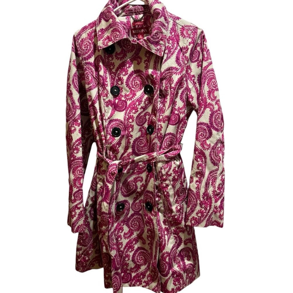 Vintage Merona womens size medium pink trench coat
